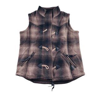 STS Ranchwear Plaid Vest With Toggle Closures & Pockets Women's size Small